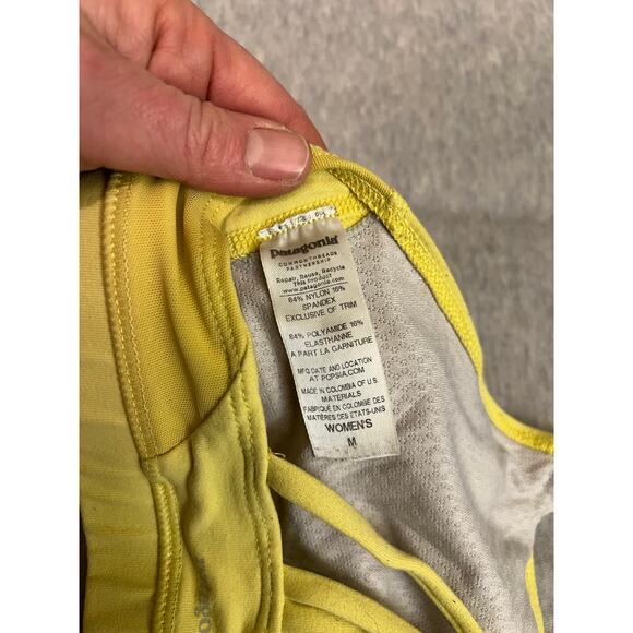 Patagonia women's medium yellow sports bra razorback mesh swim top yoga hike - Picture 4 of 4